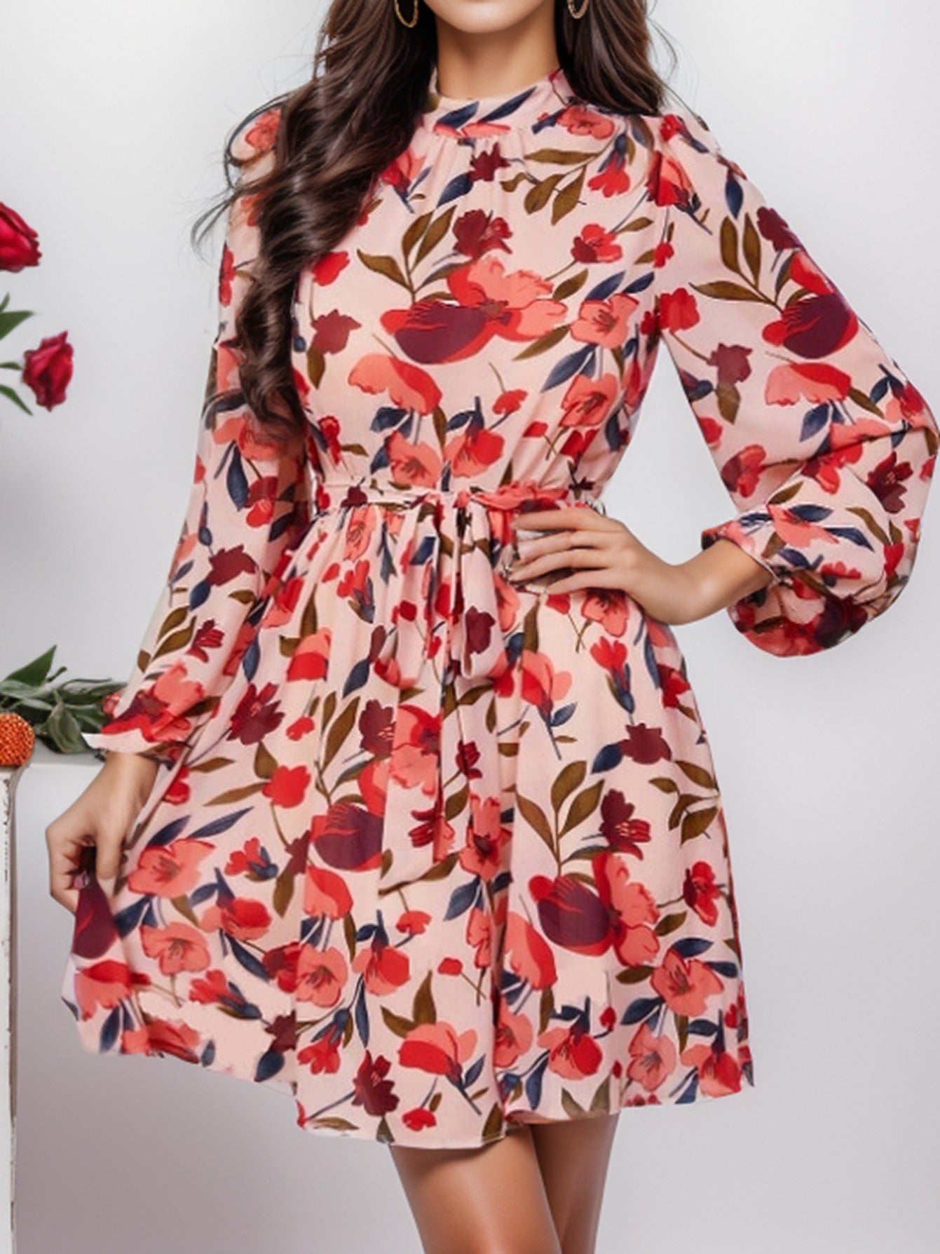 Floral Print Long Sleeve Dress