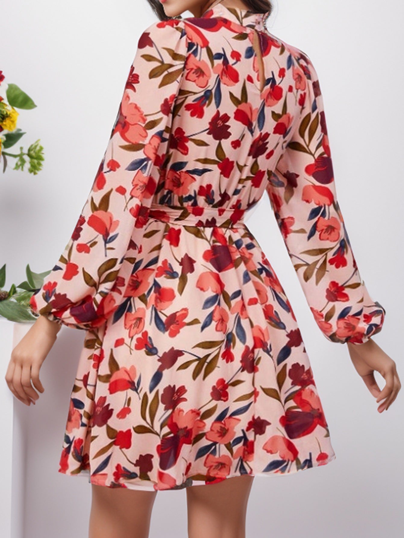 Floral Print Long Sleeve Dress