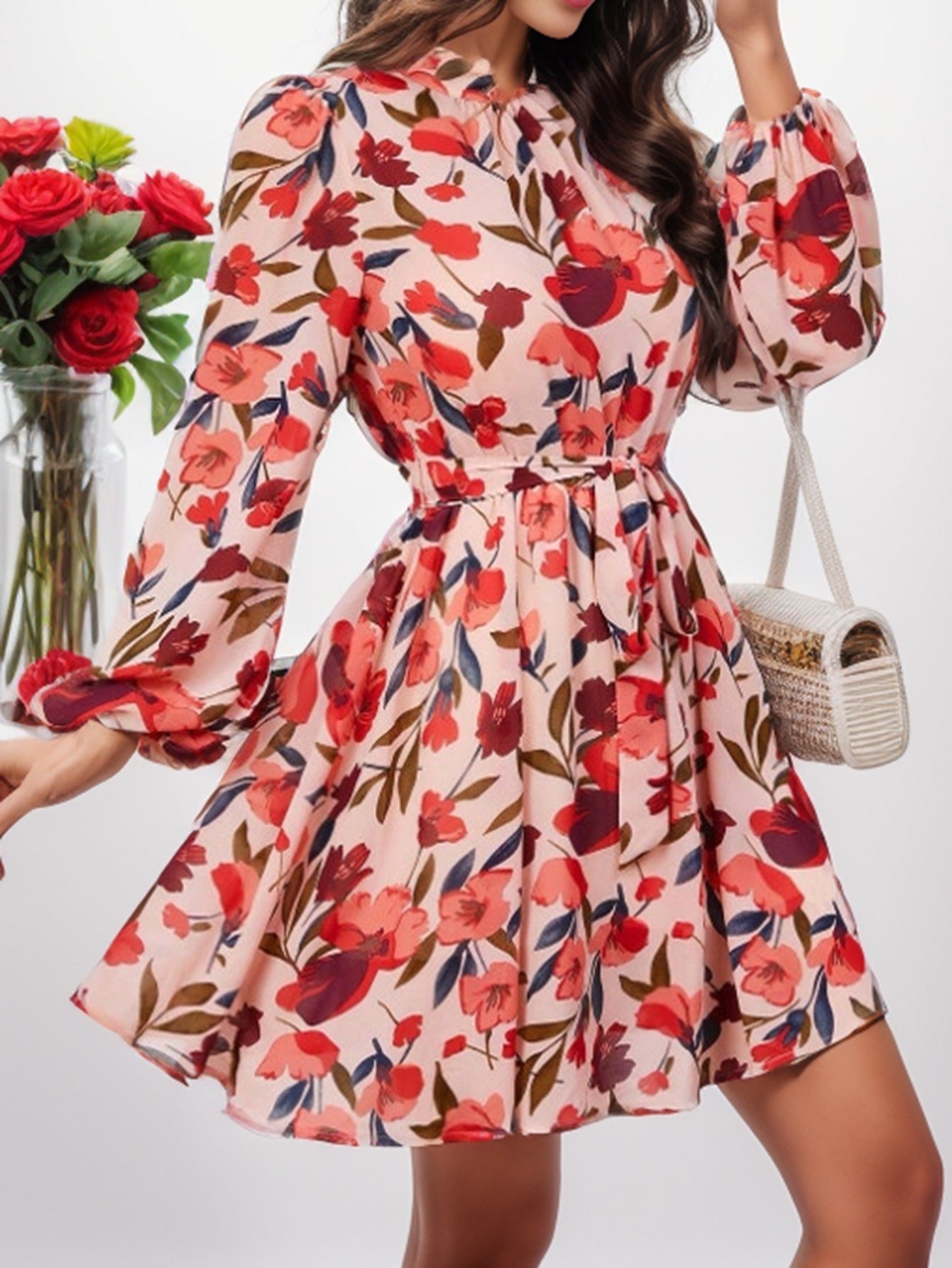 Floral Print Long Sleeve Dress