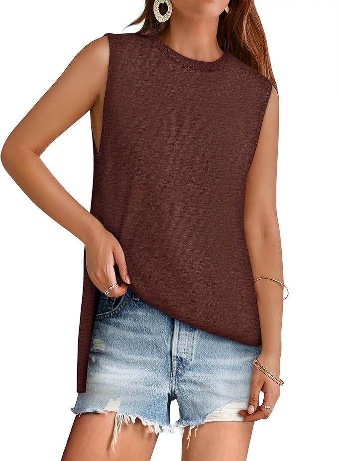 European And American Style Women Summer Vest Round Neck Sweater Casual Sleeveless Knitted Fashion