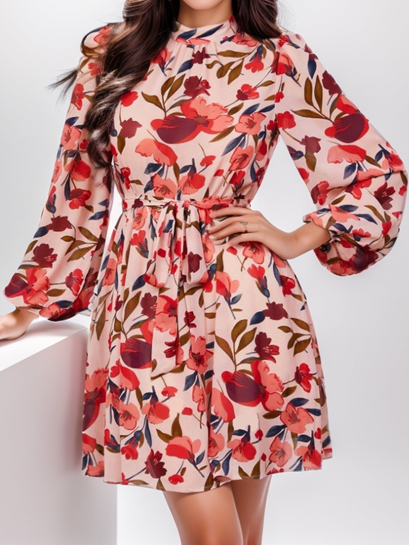 Floral Print Long Sleeve Dress